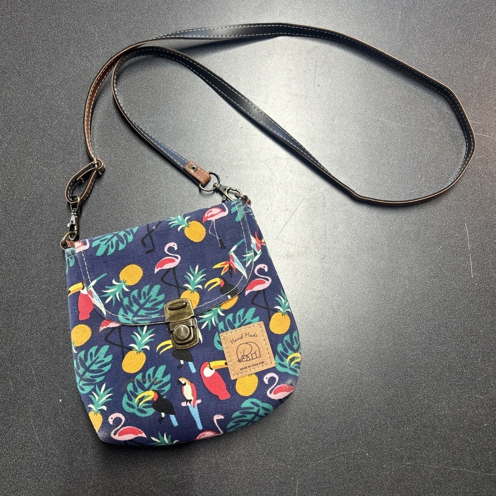 Flamingo‎ Palm Tree Tropical Crossbody Purse Bag Beachy Indie Whimsy Thailand